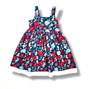 Cheeky Plum Floral Kids Dress - Red and Blue